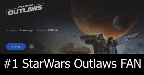 a poster for star wars outlaws with a play button below it