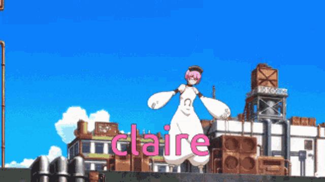 a cartoon character with the name claire on the bottom