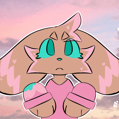 a cartoon drawing of a cat with green eyes holding a heart