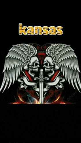 a kansas logo with a skull and wings on it