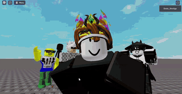 a group of roblox characters are posing for a picture and one of them is wearing a shirt that says " i support "