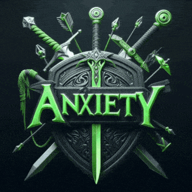 a shield with the word anxiety written on it