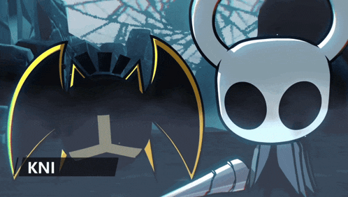a drawing of a bat and a knight with the name kni on the bottom right