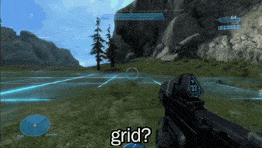 a video game with the word grid on the bottom right