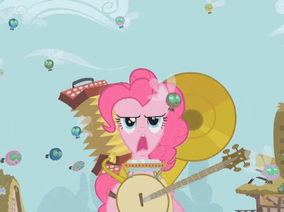 pinkie pie is playing an accordion and a guitar