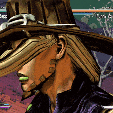 a close up of a person 's face in a video game with funny written in the corner