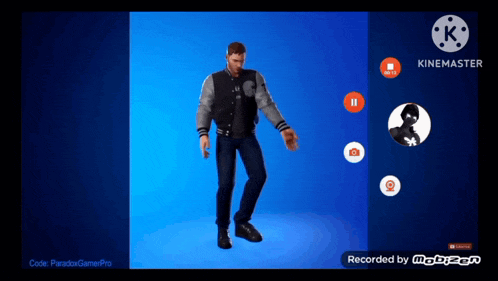 a man is dancing in a video that is being recorded by kinemaster