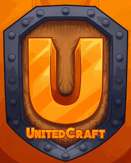 a wooden shield with the letter u on it and the words united craft below it