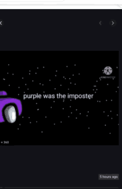 purple was the imposter is written on a black screen