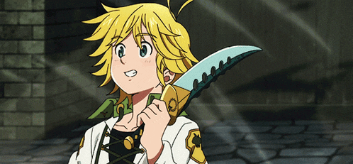 a cartoon character is holding a sword in his hand