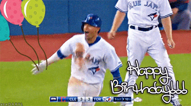 a blue jays player celebrates his birthday on the field