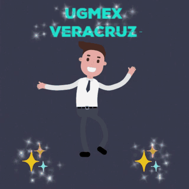 a man in a white shirt and tie is jumping in the air with the words ugmexx veracruzz behind him