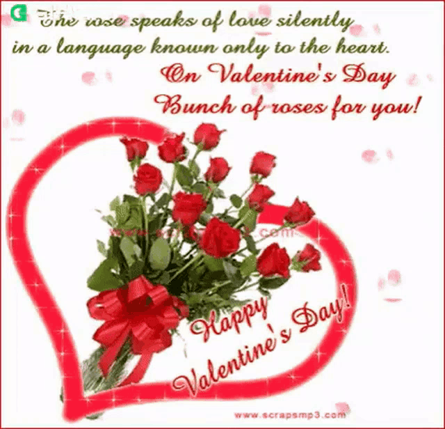 a valentine 's day greeting card with a heart shaped vase of red roses