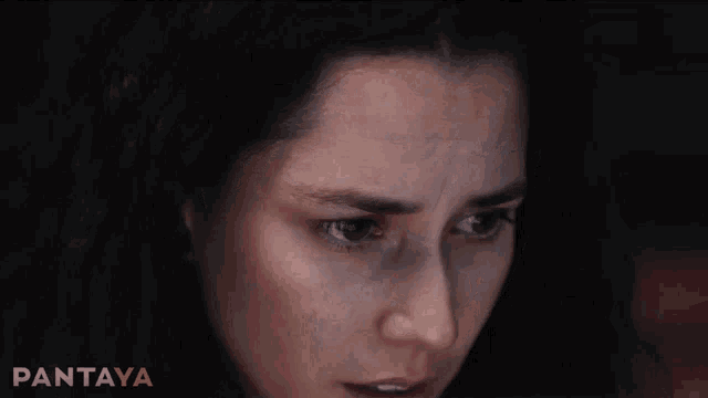 a close up of a woman 's face with pantaya written on the bottom right