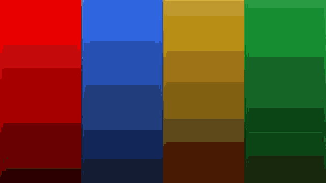 four anime girls are standing next to each other in front of a rainbow background