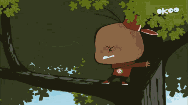 a cartoon of a tree with the word ok on the bottom right