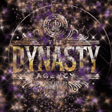 a logo for the dynasty agency is surrounded by purple stars