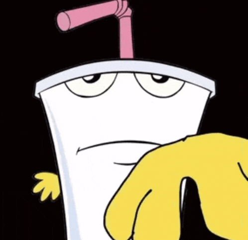 a cartoon character with a straw on top of it .
