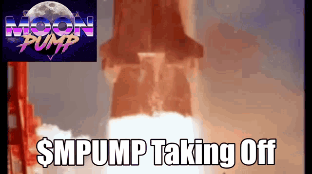 a rocket is being launched with the words moon pump taking off