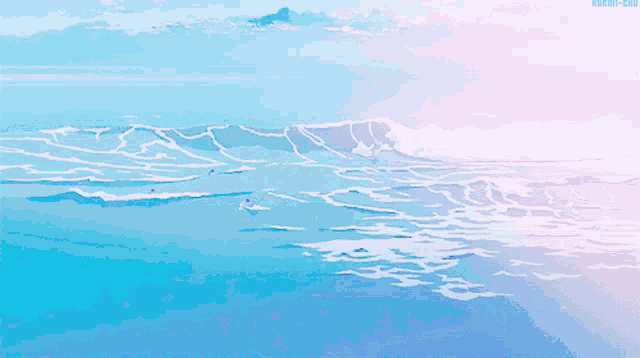 a pixel art of a person in a boat in the ocean with the words kuroi-chan below it