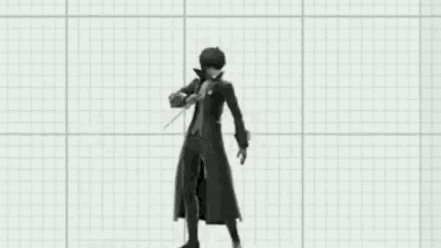 a man and a cat are standing next to each other on a graph paper