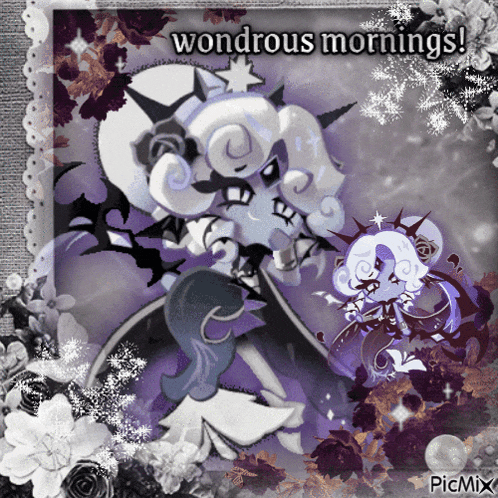 a picture of a monster with the words wondrous mornings