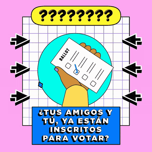 an illustration of a hand holding a ballot with a question mark above it
