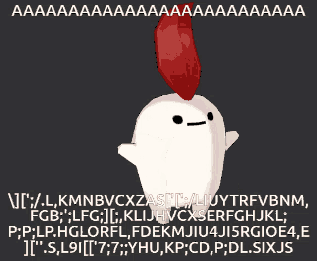 a white ghost with a red cape on its head is surrounded by text that says " aaa "
