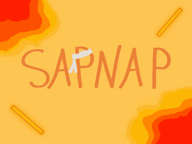 a yellow background with the word sapnap in orange letters