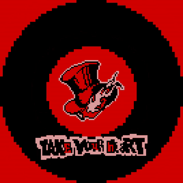 a pixel art of a man wearing a top hat with the words take your heart below it