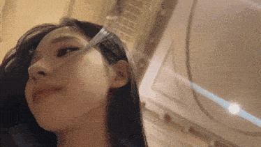 a woman with a fork in her hair looks at the camera