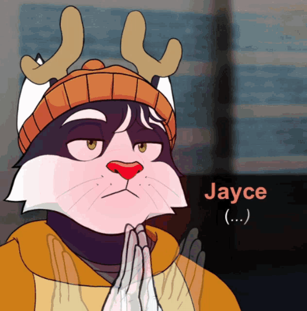 a cartoon cat with antlers and the name jayce on it
