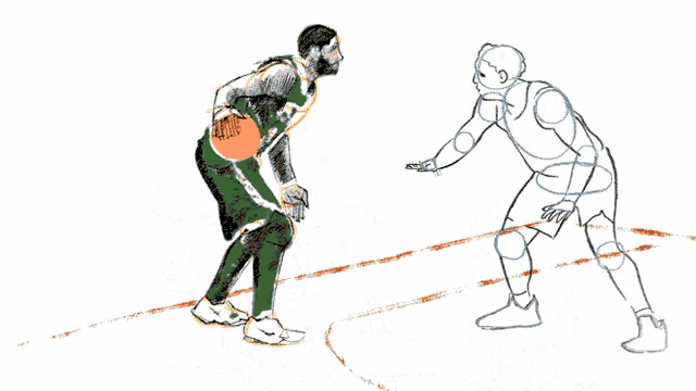 a drawing of a basketball player wearing a jersey that says boston