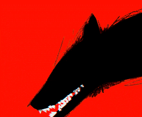 a drawing of a wolf with a red background