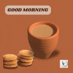a cup of coffee and a stack of cookies with the words good morning above it