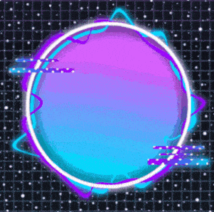 a blue and purple circle with a white border