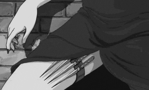 a black and white drawing of a hand holding a pair of scissors against a brick wall