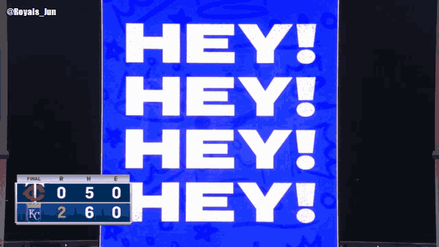 a blue sign says hey hey hey