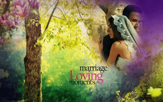 a picture of a bride and groom with the words " marriage loving moments "