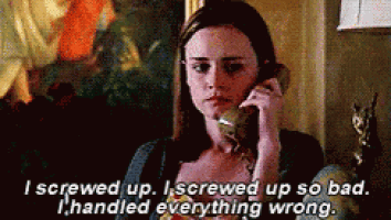 a woman is talking on a phone and says i screwed up i screwed up so bad