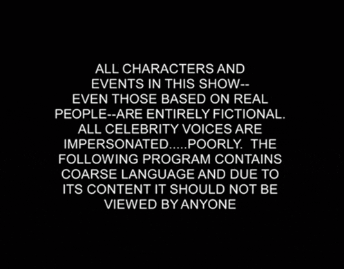 a black background with white text that says all characters and events in this show