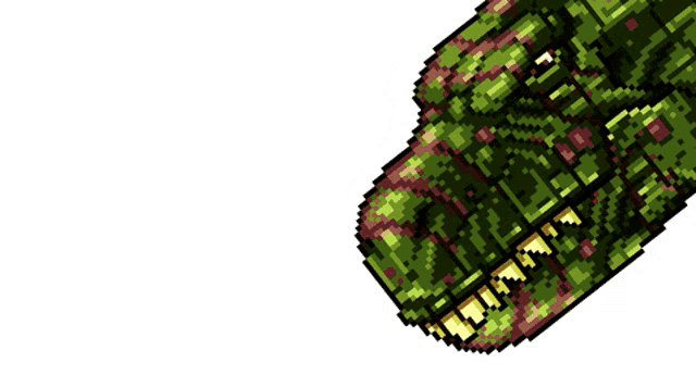 a pixel art drawing of a green and red item with the word army on it