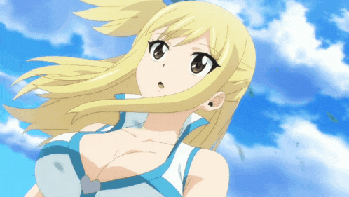 a blonde anime girl with a very large breast