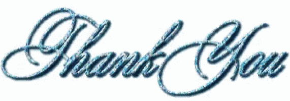 the word thank you is written in blue on a white background .