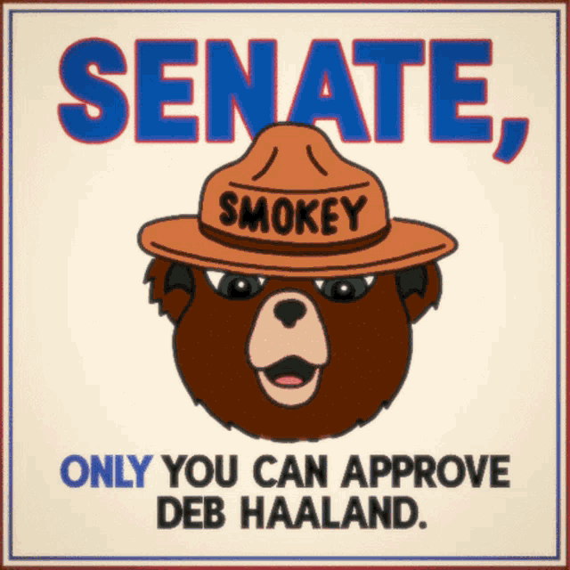Senate Only You Can Approve Deb Haaland GIF - Senate Only You Can Approve Deb Haaland Smokey Bear GIFs
