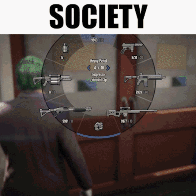 the word society is on the top of a video game