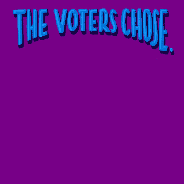 a poster that says the voters chose now we get to stop this pandemic together on a purple background