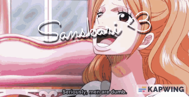 a cartoon of a woman with the words seriously men are dumb on the bottom