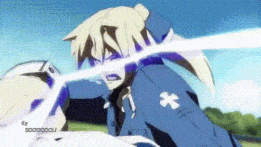 a cartoon character with a white cross on his chest is holding a white sword .