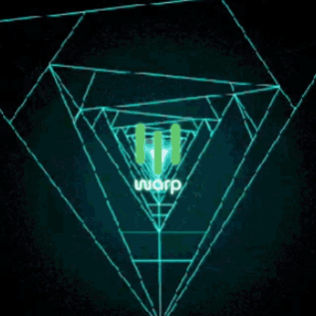 the word warp is on a green triangle